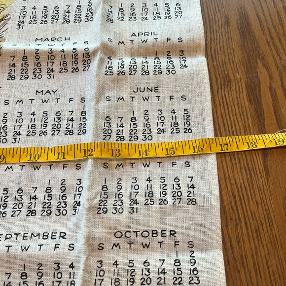 Vera Neumann 1982 Calendar Linen Kitchen Hand Dish Towels Lot 4 New Old Stock - Picture 4 of 5